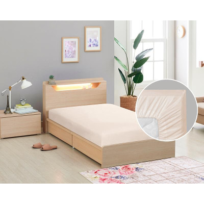 Prostěradlo plátěné s gumou 90x200 cm - bílá káva