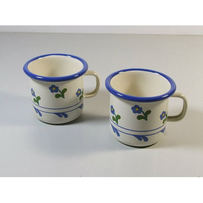 Smaltovaný hrnek s dekorem květin - 0,4L