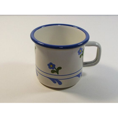 Smaltovaný hrnek s dekorem květin - 0,4L