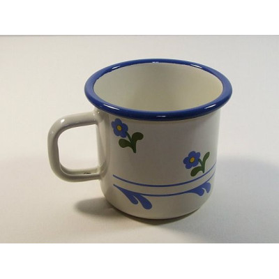 Smaltovaný hrnek s dekorem květin - 0,4L