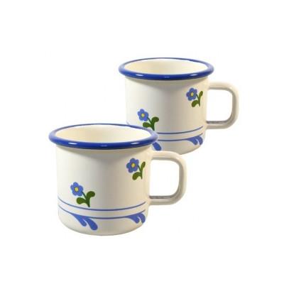 Smaltovaný hrnek s dekorem květin - 0,4L